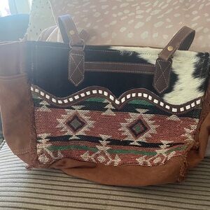 Myra Bag Rustic Brown and Black Tote